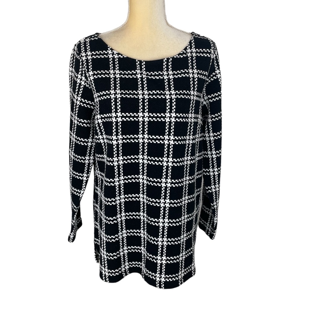 Talbots Black and White Checkered Blouse